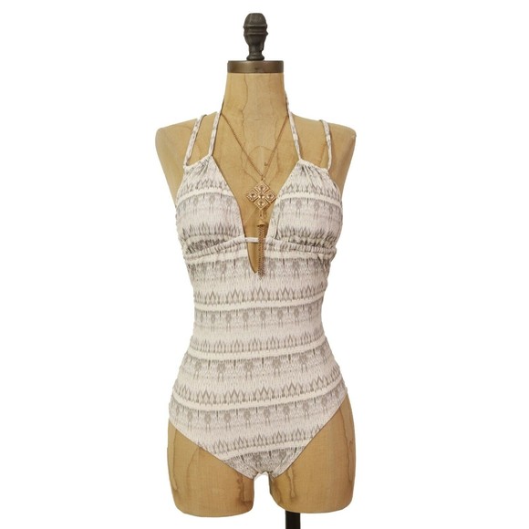 Eberjey Earth Shadow Suki Swimsuit Size S One Piece Halter Sage NWT B30 - Picture 3 of 6